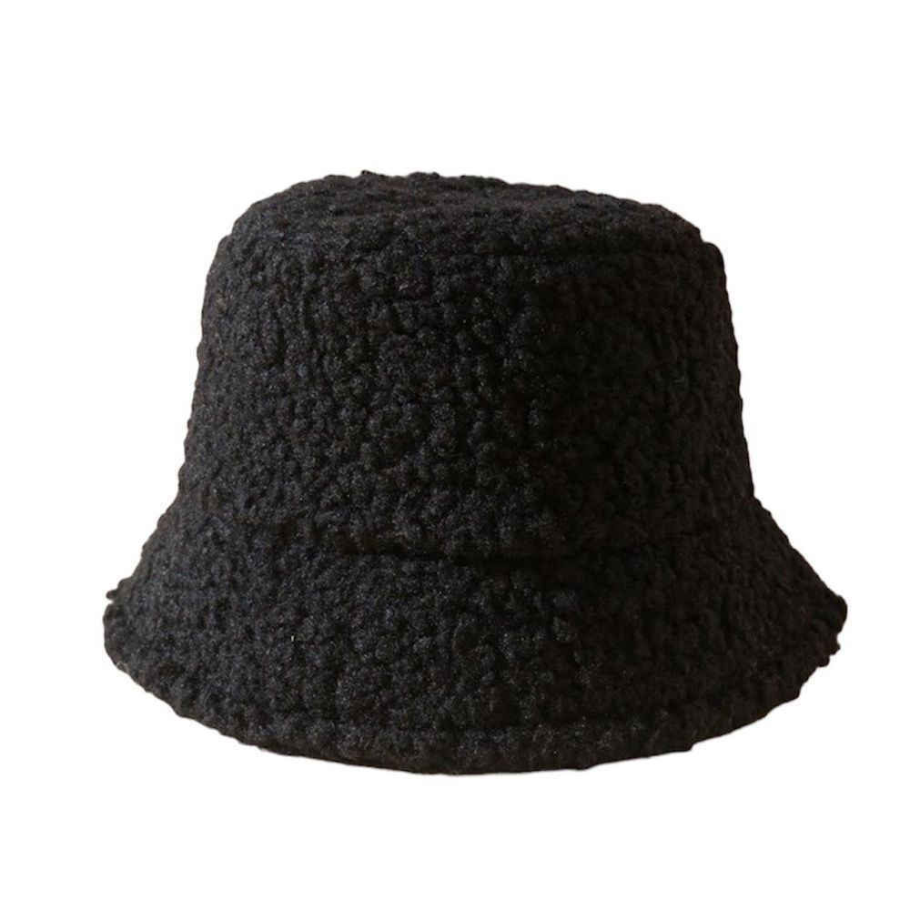 New Black Fuzzy Fleece Bucket Hat - Picture 2 of 3